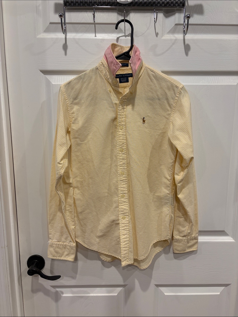 Ralph Lauren Yellow Oxford Shirt with Pink Trim - Size 4